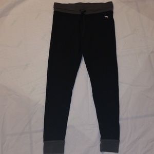 VS Pink leggings black with gray trim Sz Medium